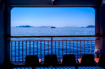 Scenic view of sea seen through window