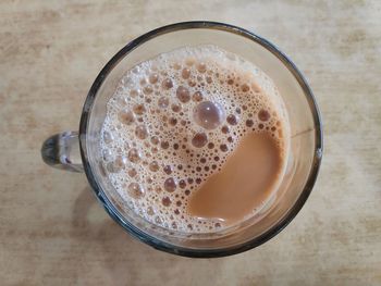 High angle view of coffee on table