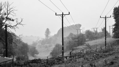 Panoramic shot of electricity pylon against sky