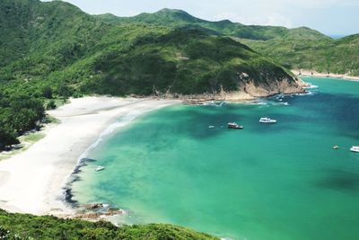 High angle view of bay