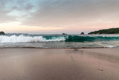 Scenic view of sea against sky during sunset