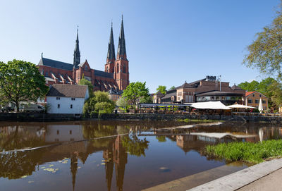 Reflection of buildings in water