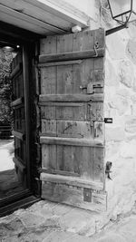 Closed door of old building