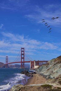 Suspension bridge over sea