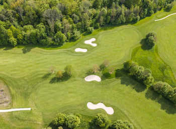 High angle view of golf course