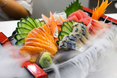 Sashimi on the plate, japanese food.