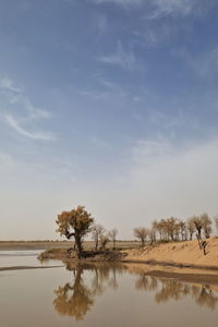 Scenic view of lake against sky