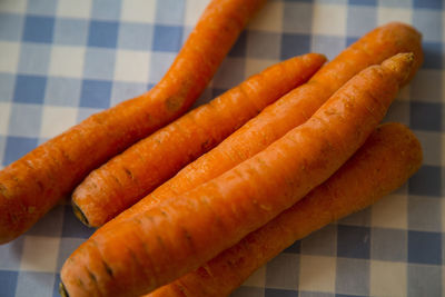 Close-up of carrots on table