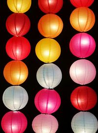 Low angle view of multi colored lanterns