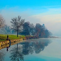 Scenic view of lake against sky