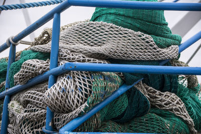 Close-up of fishing net on boat