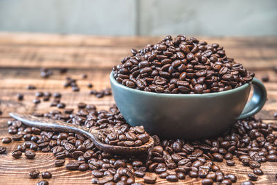 Close-up of coffee cup on table