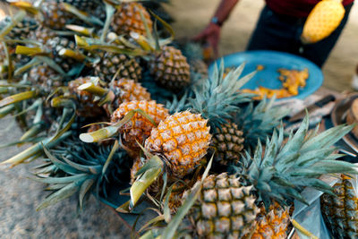 Close-up of pineapple for sale