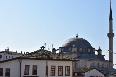 View of buildings against clear sky