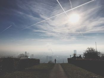 View of vapor trails in sky