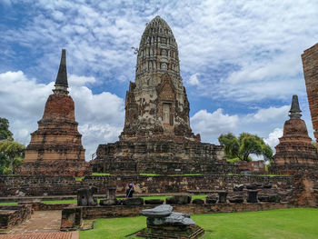 Old temple against building