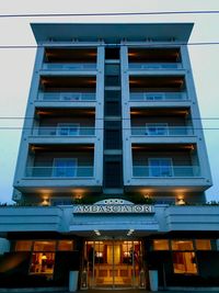 Low angle view of illuminated building