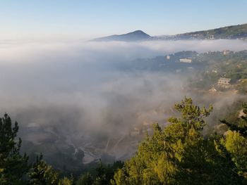 Scenic view of mountains against sky