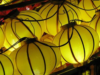 Low angle view of multi colored lanterns