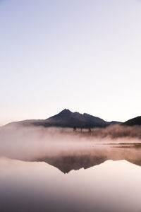 Scenic view of lake against clear sky