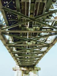 Low angle view of metal structure against sky