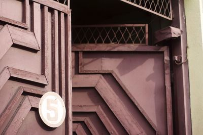 Low angle view of house window on building