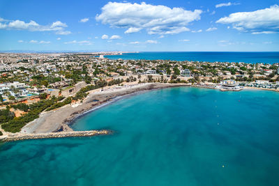 High angle view of sea against sky