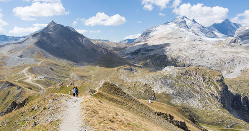 Hiking on the peaks of the vanoise massif in the alps in summer