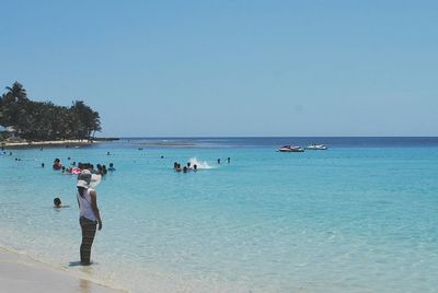 Scenic view of sea against clear sky