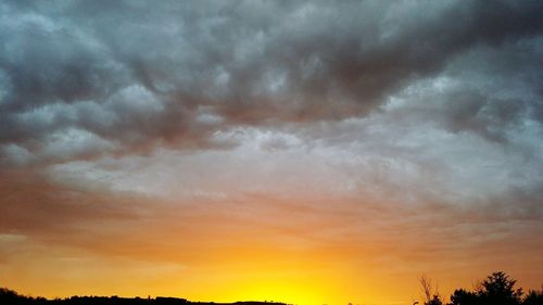 Low angle view of cloudy sky at sunset