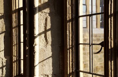 Sunlight falling on glass window of building