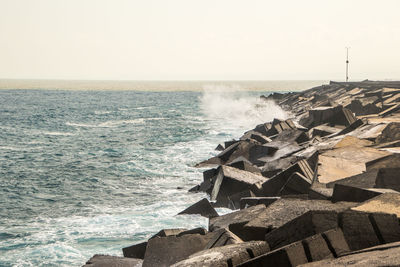 Scenic view of sea against clear sky