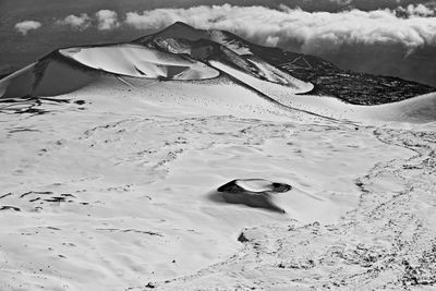 Aerial view of desert dunes