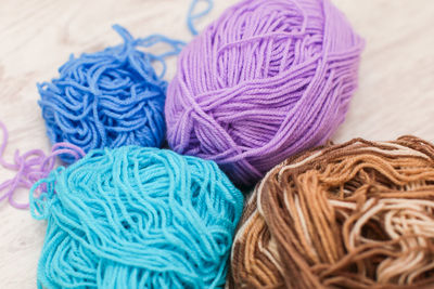 Close-up of multi colored wools