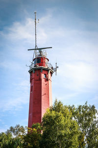 Low angle view of lighthouse against sky