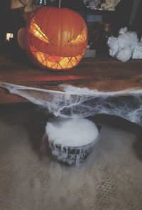 Close-up of pumpkin on table