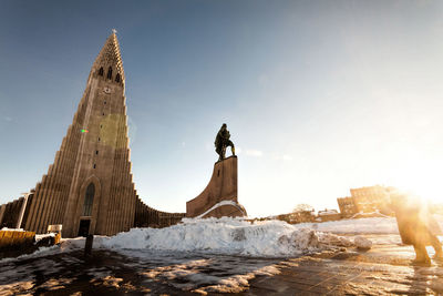 Church against clear sky during winter