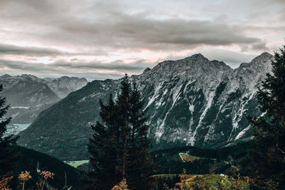 Scenic view of mountains against sky