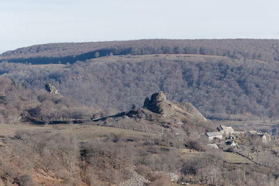 High angle view of land against sky