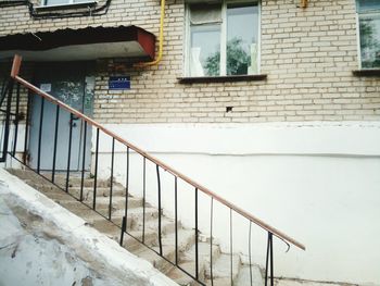 Staircase of building during winter