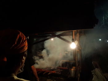 Illuminated lights at night