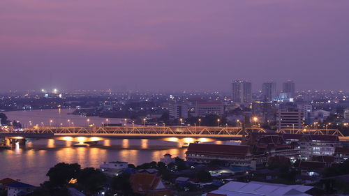 Bangkok city night light, chao phraya river
