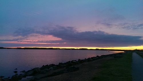 Scenic view of sea at sunset