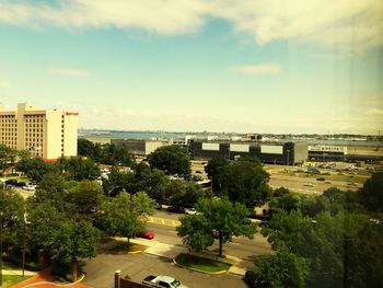 High angle view of city street