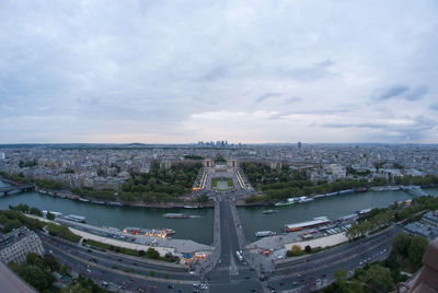 Aerial view of cityscape against sky