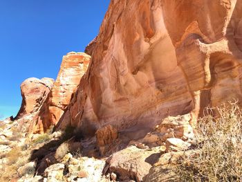 Low angle view of rock formations