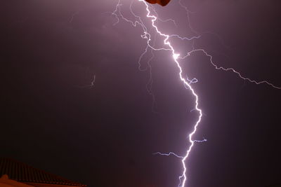 Low angle view of lightning in sky