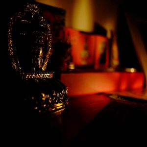 Close-up of illuminated lights at night