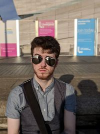 Portrait of businessman wearing sunglasses