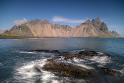 Vestrahorn mountain from the rocks